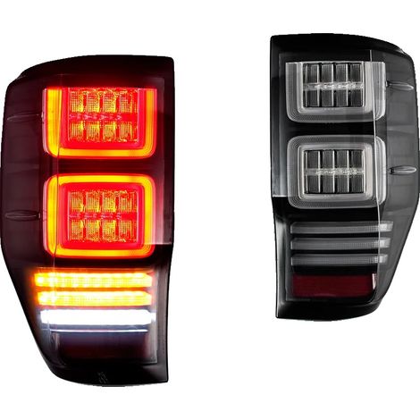 Luces traseras, intermitentes LED secuenciales, diseño impermeable, transparentes (1/2)