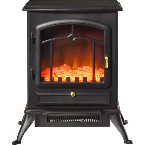 HOMCOM Camino Elettrico da Terra Effetto Fiamma Potenza 1000W/2000W Vetro ABS (1/5)