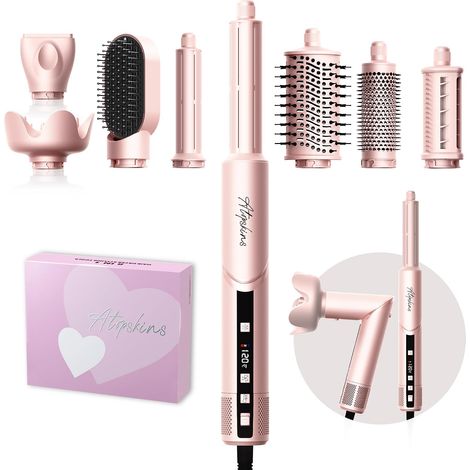 Air Styler 8 in 1 Airbrush Pro Hair 1400W 110,000 RPM Folding Hair Dryer Brush Blower LCD Screen, 4 Temperature, Quick Dry, Curls, Straightening And Volume, No Thermal Damage (1/5)