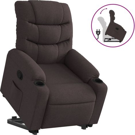 Maison Exclusive - Sillón reclinable elevable tela marrón oscuro (1/5)
