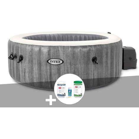Kit spa gonflable Intex PureSpa Baltik rond Bulles 6 places + Kit de traitement brome