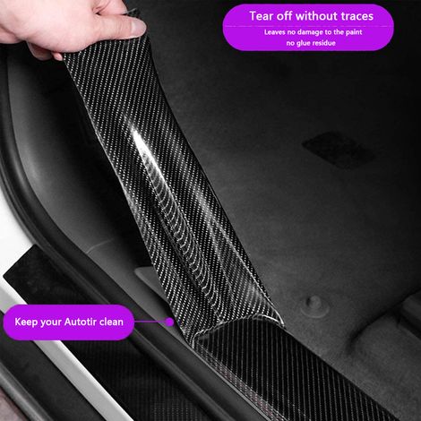 Protection de seuil de porte et de pare-chocs en fibre de carbone, film de protection pour voiture, vinyle brillant 5D, film auto-adhésif anti-collision, compatible avec la plupart des voitures. (1/5)
