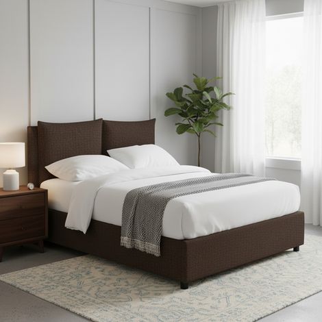 Letto Matrimoniale Formby, Sfoderabile, Contenitore Made in Italy, Marrone (1/5)