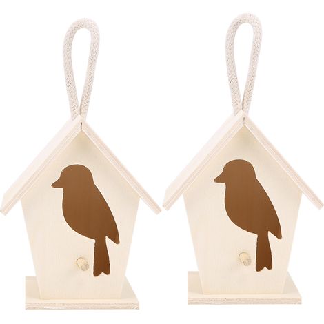 Set mit 2 hängenden Vogelhäusern – Holz – handgefertigt – Gartendekoration