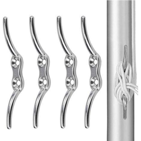Taquet Bateau ArgentéCrochet de Taquet de Cordage Taquet Crochet Aveugle Crochet de Corde de Mât Inoxydable pour Corde de Stores Yacht Dock Pont Base Marine Bateau Attache Accessoires(4 Pièces) (1/5)