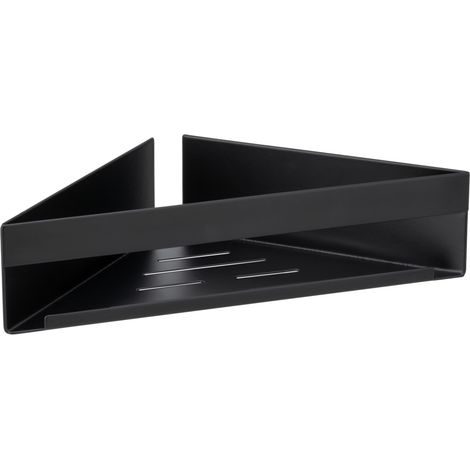 WENKO Turbo-Loc® Eckablage Genova Black, Befestigen ohne Bohren mit Spezial-Klebepad, Schwarz, Edelstahl rostfrei schwarz (1/3)