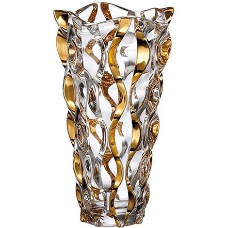 Vase doré peint à la main de 28 cm de haut, vase de fleurs décoratif pour la maison, la table à manger, le salon, le bureau, les fêtes de mariage, les vacances, vases à fleurs décoratifs (1/5)