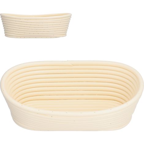 Panier de fermentation à pain lavable, moule de cuisson ovale beige de forme innovante (25 x 15 x 8 cm) pour la cuisine et la boulangerie maison (1/5)
