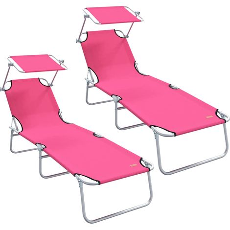 Maison Exclusive - Lettino da sole 2 pcs Rosa 58 x 188 x 77cm Poliestere