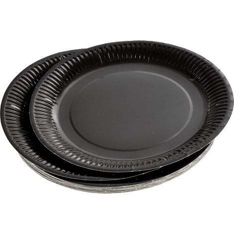 20 assiettes carton 23 cm Unies noir
