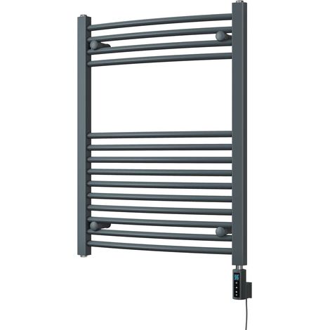Zennor - Anthracite Electric Towel Rail H800mm x W600mm Curved 400w Thermostatic WIFI (1/3)