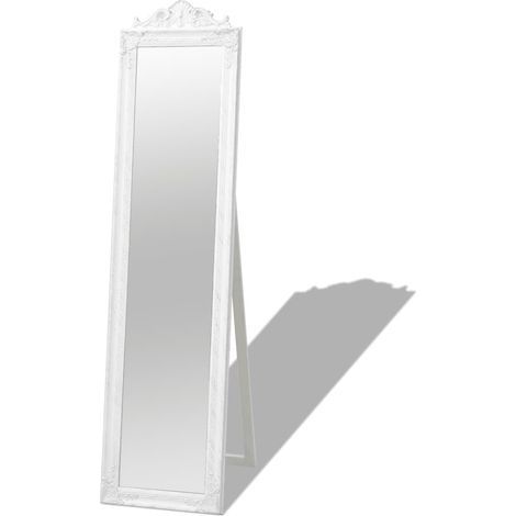 Miroir sur pied de style baroque, 160 x 40 cm, blanc (1/5)