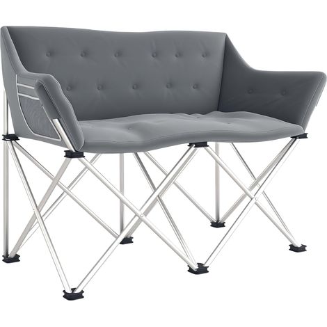 Chaise pliante 2 places pliable Chaise de camping avec accoudoirs poche latérale Outdoor Chaise pliante jusqu'à 240kg de charge légère rembourrée Chaise de pêche Chaise de jardin pour le (1/5)