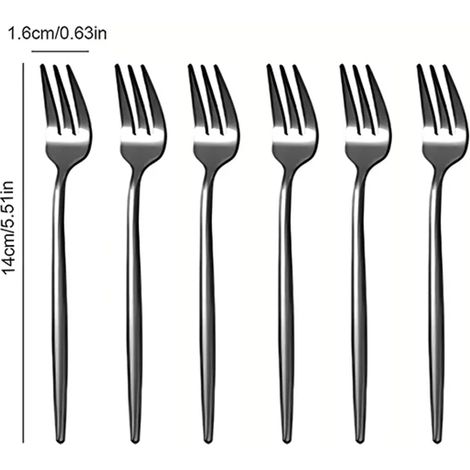Ensemble de couverts (6 pièces noires) : fourchettes à fruits, fourchettes à salade et dessert, mini-fourchettes (1/5)