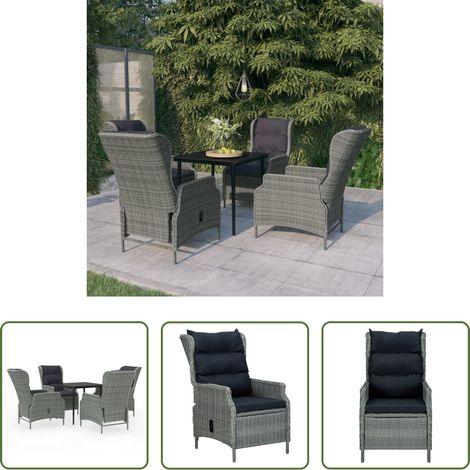Salle à manger extérieure - Ensemble à manger de jardin 5 pcs Gris clair (1/5)