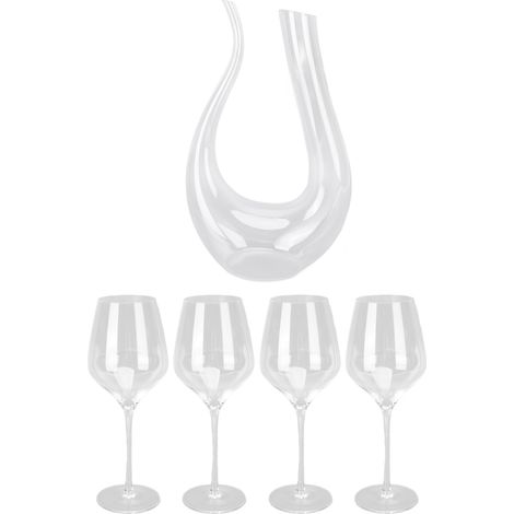 Ensemble de 5 verres à vin rouge en cristal, verres à champagne et carafe à vin avec aérateur, pour accessoires de bar familial. (1/5)