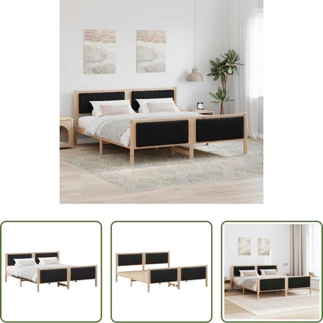 Plattformbett - Bettgestell Braun und Schwarz 180 x 200 cm Massivholz Kiefer (1/5)