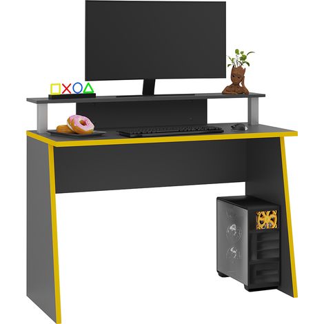 Gaming Schreibtisch in anthrazit mit orange, ZADAR-10, B/H/T ca. 93/117/50 cm (1/5)