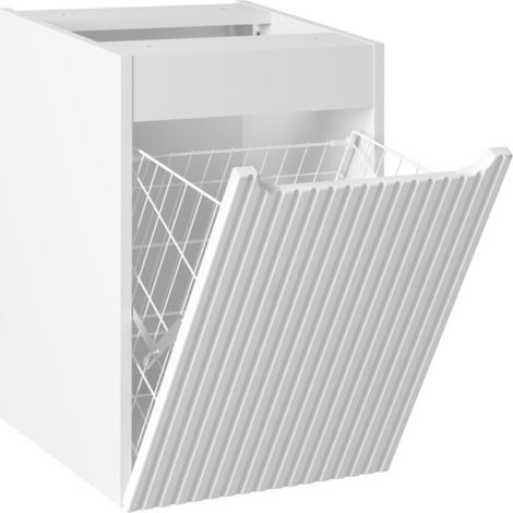 Meuble panier à linge suspendu NOVA BLANC 40cm Sans plateau- (1/4)