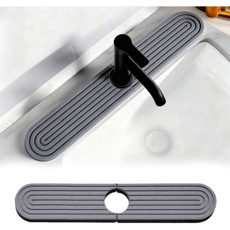 Tapis Egouttoir, Tapis Evier Cuisine, Tampon de Sechage Evier, Protecteur D'évier Absorbant, pour Cuisine et De Salle de Bain (Gris Foncé) (1/5)
