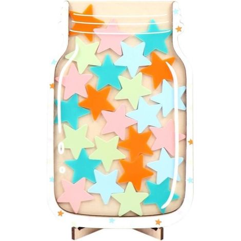 Star Jar Reward System, Bocal de Récompense, Star Reward Jar Décor Garçons Filles Bon Comportement Récompense Jar Responsabilité (1/4)