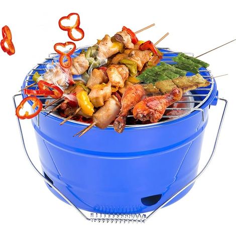Grilleimer Feuerkorb Grill BBQ Holzkohlegrill Kleinen Grill Mini Grill Tragbar Picknickgrill für Garten Camping Park Festivals Party BBQ-Geeignet für 1-4 Personen