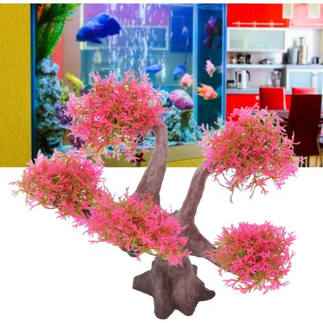 Décoration Aquarium Simulée avec Faux Mosses, Plantes Aquatiques Artificielles et Bois Flotté - Idéal pour la Création de Paysages Aquatiques - Couleur Rose-AUTRES (1/5)