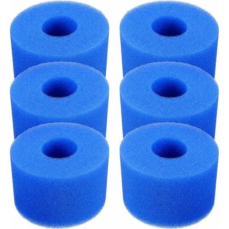 Lot de 6 Cartouches Filtre Piscine Réutilisables Lavables Mousse Type S1 Bleu Jacuzzi (1/4)