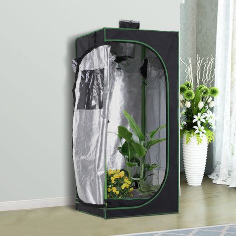 Tente de culture hydroponique Oxford 600D avec 3 aérations réglables et une fenêtre. Tente de culture hydroponique d'intérieur avec passe-câbles. 60 x 60 x 140 cm. Noire.