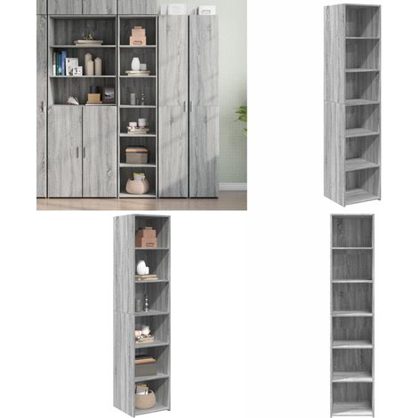 Highboard Grau Sonoma-Eiche 40x41x185 cm Holzwerkstoff - Sideboard - Hochschrank - Wohnzimmermöbel - Eiche Dekor - Grau - Home & Living (1/5)