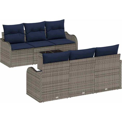 Garden Sofa Set Grey 55 x 55 x 37 cm Poly Rattan vidaXL (1/5)