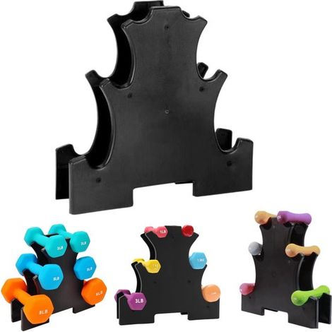Rack de rangement pour haltères 3 niveaux - support en forme d'arbre charge 15 kg, noir (1/4)