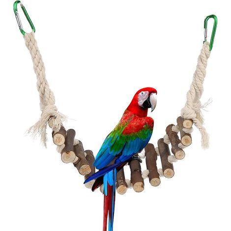 Wooden Ladder, Cotton Rope, Parrot Toy, Flexible Hanging Bridge, Parakeet Exercise (1/5)