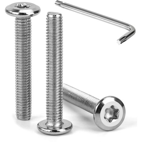 Vis à Tête Plate Torx M6 x 40 mm Vis à Six Pans Creux en Acier Inoxydable A2 V2A Boulons de Meubles Hexagonale avec Clé T30 Filetage Complet 30 Pièces (1/5)