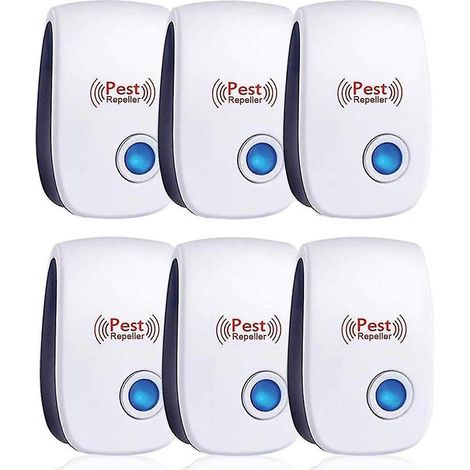 Répulsif ultrasonique, lot de 6, efficace contre les souris, rats, mouches, moustiques, insectes nuisibles, araignées et cafards. (1/5)