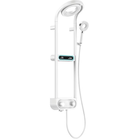 Mexen Peak conjunto de ducha empotrado con cabezal de lluvia y grifo, pantalla LED, blanco - 78106-20 (1/2)