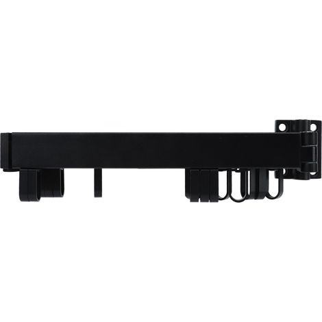 Étendoir mural rétractable et peu encombrant avec anneau rotatif, cintre simple pour balcon ou buanderie, noir, trois plis (1/5)