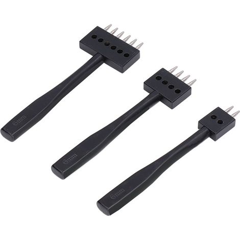 Poinçons à dents pour cuir - Lot de 3 tailles 6mm - Outils de marquage cuir professionnels - Idéal maroquinerie et projets DIY (1/5)