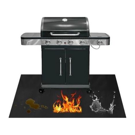Tapis de barbecue, tapis de barbecue d'extérieur 90 × 120 cm, tapis de barbecue imperméable et durable, tapis de foyer, tapis ign (1/5)