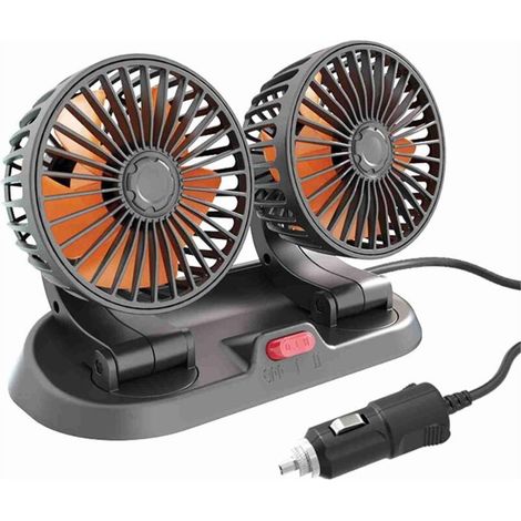 Ventilateur Voiture Ventilateur de Refroidissement de Voiture Double TêTe Connecteur Allume-Cigare RéGlable Circulateur d'air Multifonction pour VéHicules (Type 24V) (1/5)