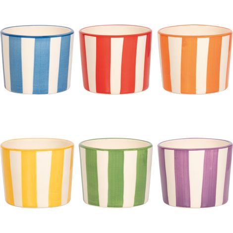 Lido Set 2 Bicchieri Tumbler in Ceramica Righe Artigianali di Civita Castellana, Design Versatile per Bevande e Dessert, Colori Assortiti Eleganti (1/3)