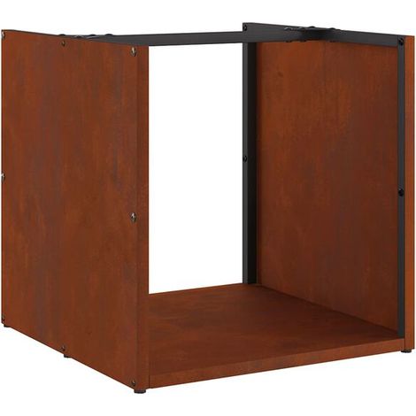 Étagère en bois de 40x40x40 cm, en acier Corten. (1/5)