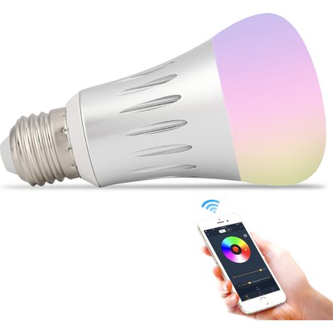 Ampoule connectée Wi-Fi, EECOO Ampoule LED intelligente E27 7W Veilleuse à intensité variable sans fil Wi-Fi RGB multicolore (1/5)
