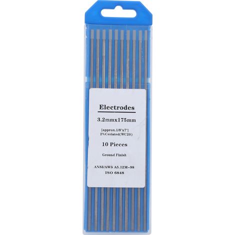 10 WC20-Wolframelektroden mit feiner 3,2-mm-Spitze