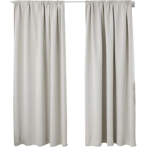 WOLTU 2 pièces Rideaux occultant, pour Maison intérieure pour fenêtre et Porte Isolant Thermique, 135x245cm, Crème VH5880cm-2
