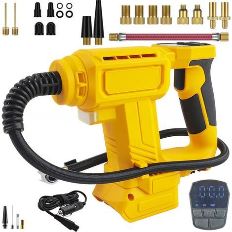 Compresseur de batterie compatible avec batterie Dewalt 18 V/20 V MAX, compresseur d'air sans fil, mini pompe à air portable de 0 à 120 PSI avec lumière LED pour moto, vélo, voiture, ballon (1/5)