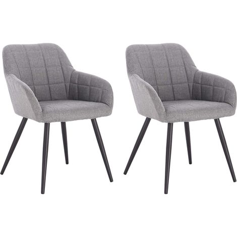 WOLTU Set di 2 sedie da pranzo, sedie da cucina, sedie da soggiorno in lino, gambe in metallo, grigio chiaro (1/5)