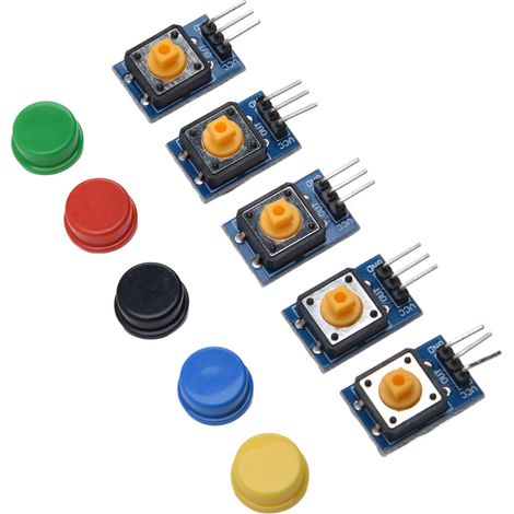 5-teiliges Modul-Drucktaster, großer Schalter mit farbigen Abdeckungen, elektronischer Baustein, DIY-Sensor-Set (1/5)
