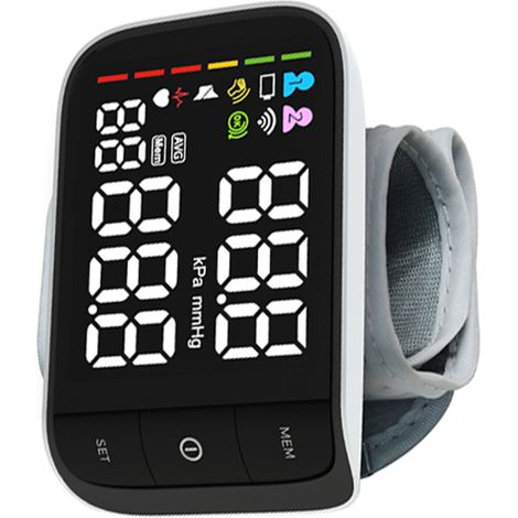 Tensiomètre numérique portable à écran LCD et brassard de poignet ajustable, avec fonction mémoire 2 x 120 groupes pour une utilisation à domicile (1/5)