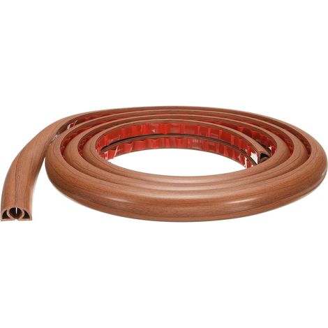 Cache-Cordon de Sol de 6 Pieds W0.3 x H0.3 Canal Intérieur en PVC pour Cacher Les Câbles d'Extension, Protège-Câbles de Sol, Gestion des Câbles, Couleur Bois Brun (1/5)